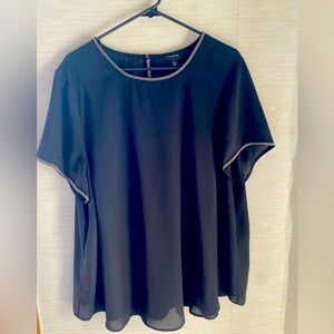 Torrid Black Chiffon Blouse with Silver Beaded Edging